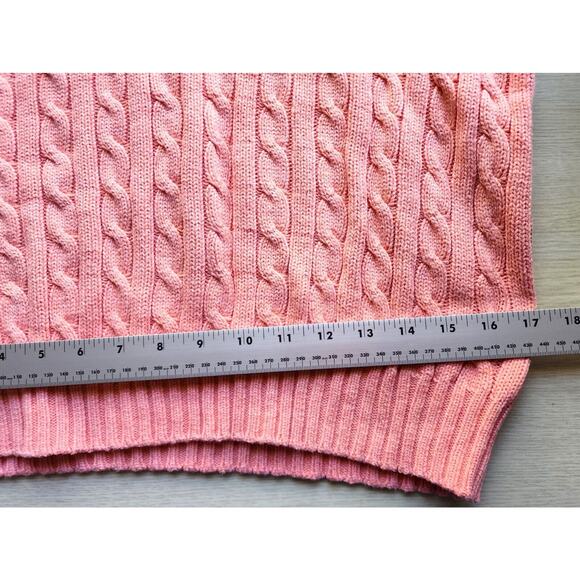 Sweater-Tommy Hilfiger-V-Neck-Melon-Decorative Knit-Long Sleeves-Slim Fit-Size L - Picture 11 of 13